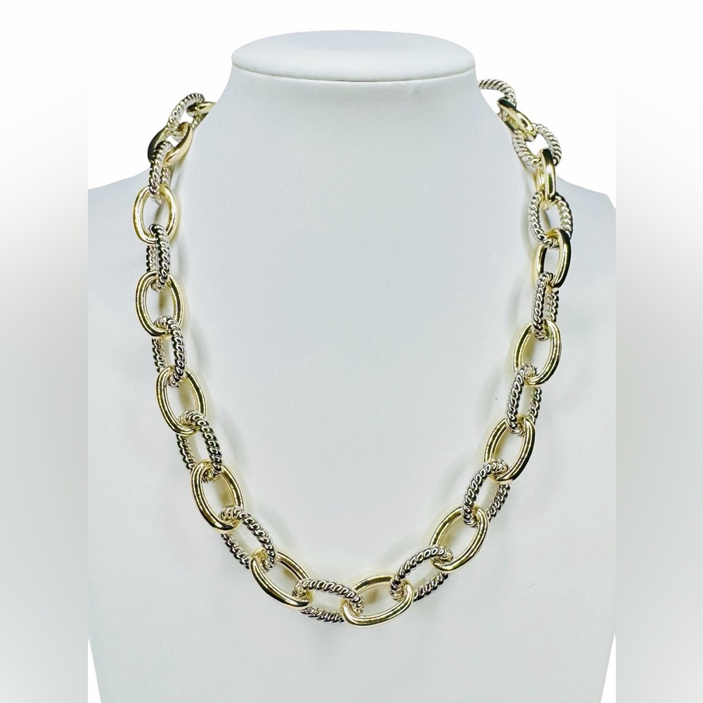 TWO TONE LINK Statement  NECKLACE